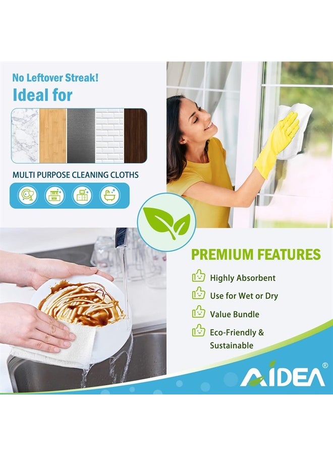 AIDEA - Microfiber Cleaning Cloths White-50PK, Absorbent Cleaning Rags, Lint Free Rags, Kitchen Towels Dusting Cloth, Bar Rags for Cleaning, Cleaning Towels Wash Cloth, Dish Towels White-11.5"x 11.5" - Image 1