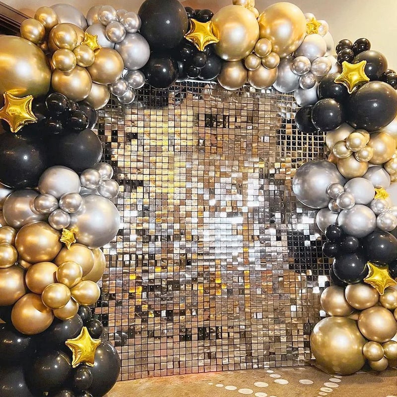 Flyloons 25 pcs Gold Black Silver Metallic Chrome Balloons for Birthday Decoration items celebration Anniversary Girls Boys Men Women - Image 4
