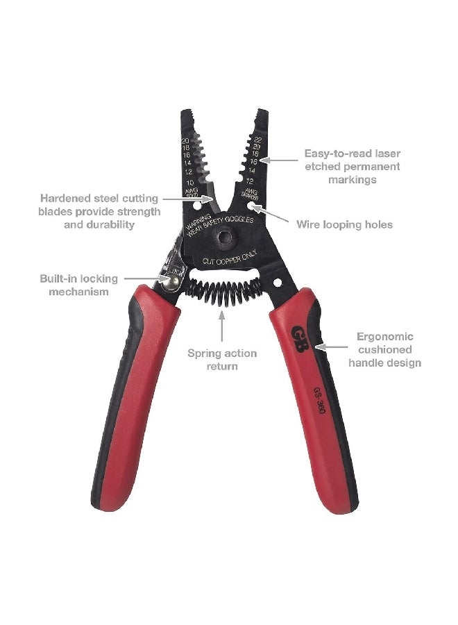 Gardner Bender 10-20GA Secure Grip Sturdy Handle Wire Stripper Red and Black 2.2 x 21.8 x 10 cm GS-360 - Image 3
