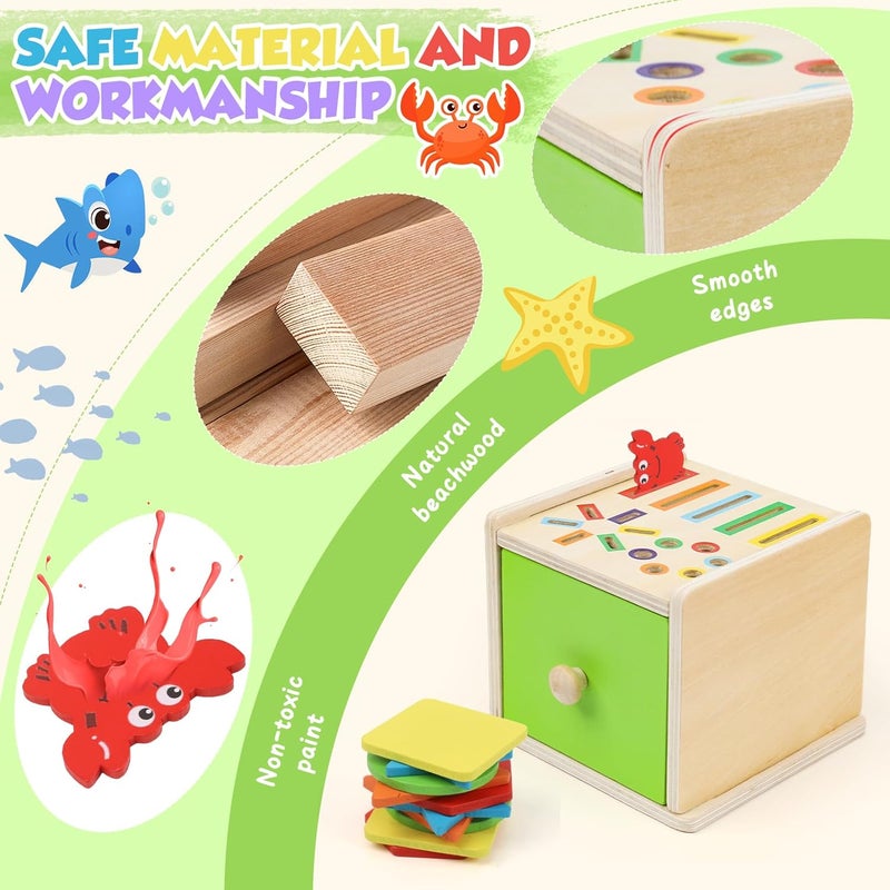 XPIY Montessori Wooden Toddler Toy, Fine Motor Skills Toys for 1-3 Year Old, Baby Educational Color Sorting & Animal Cognition Toy with Convenient Drawer, Gift for Girl or Boy - Image 5