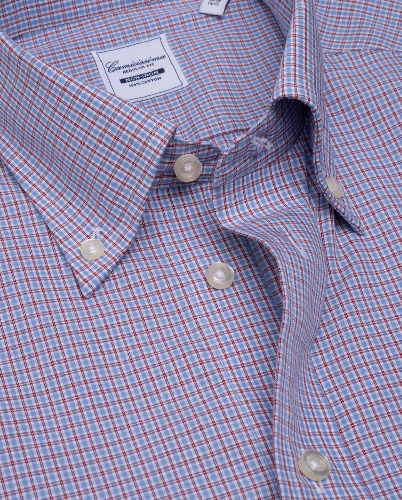 Camicissima Fancy Non-Iron Red Checked Poplin Regular Shirt