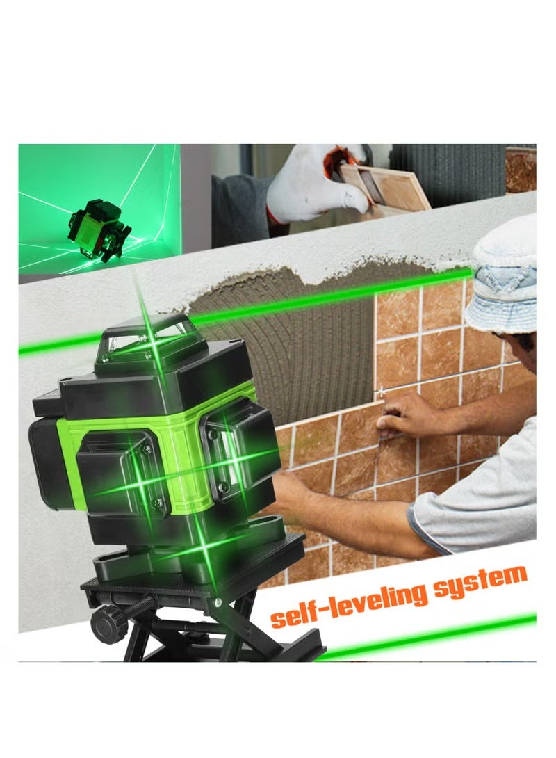 16 Lines Laser Level Green Multifunctional 4D Self Leveling Cross 16 Lines Laser Level with USB Rechargeable Lithium Battery Base Stand Wall Mounted Bracket Iron Board Carrying Bag 1.2M Tripod Stand - Image 3