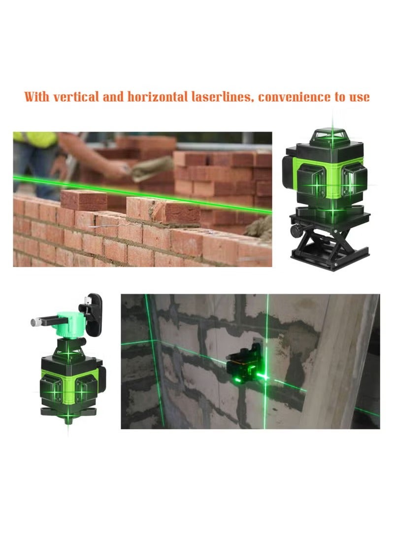 16 Lines Laser Level Green Multifunctional 4D Self Leveling Cross 16 Lines Laser Level with USB Rechargeable Lithium Battery Base Stand Wall Mounted Bracket Iron Board Carrying Bag 1.2M Tripod Stand - Image 5