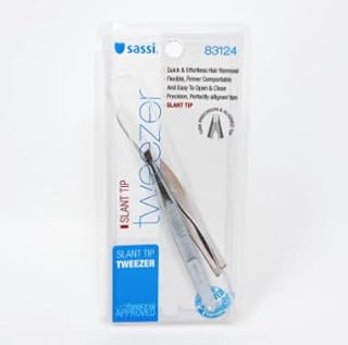 Sassi Slant Tip Tweezer #83124, Precision, perfectly aligned tips, Flexible, easy to open and close, Stainless steel - Image 1