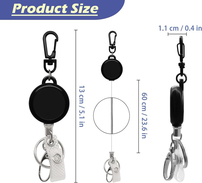 Boutilon Retractable Badge Holder with Carabiner Keychain, Badge Reels,Lightweight Plastic Badge Reel for Nurse,Volunteer,Teacher,Student (Keychain 5 Pack) - Image 2