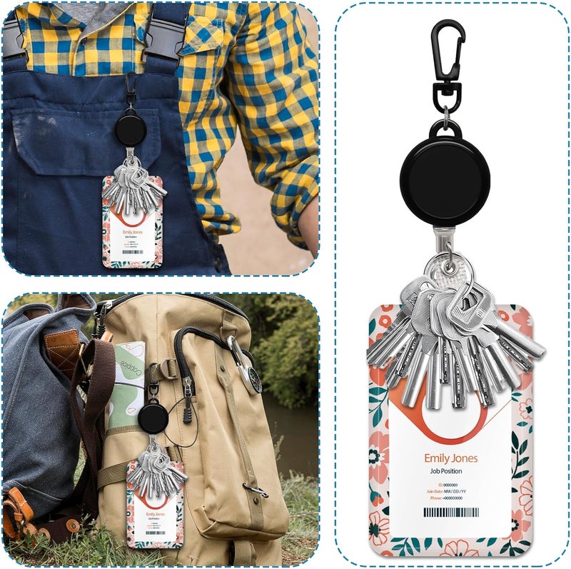 Boutilon Retractable Badge Holder with Carabiner Keychain, Badge Reels,Lightweight Plastic Badge Reel for Nurse,Volunteer,Teacher,Student (Keychain 5 Pack) - Image 4