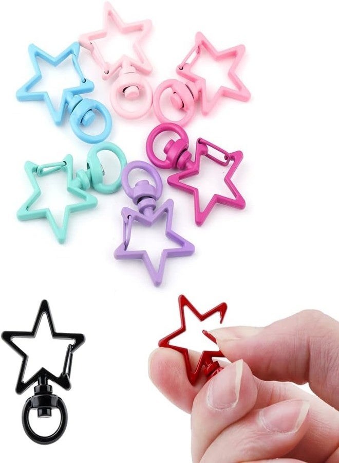 Muzztech Pack of 10 Metal Star Shape Lobster Clasp Hooks Key Rings Connectors for DIY Keychain Crafts Jewelry Making Findings Accessories- Mix Colour - Image 1