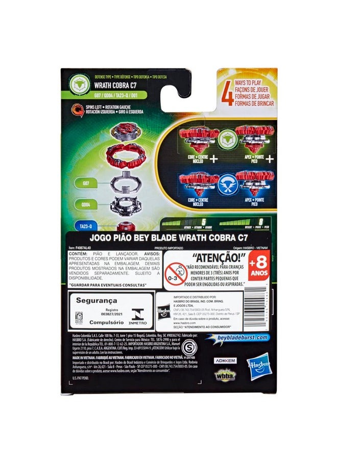 BeyBlade - Burst Quaddrive Wrath Cobra C7 Spinning Top Starter Pack, Top Battling Game With Launcher For Boys And Girls, Toys For Kids Ages 8+ - Image 1