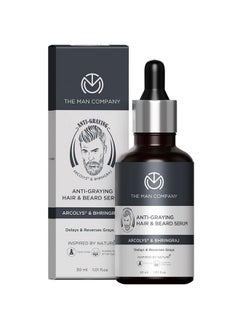 The Man Company Anti-Graying Hair & Beard Serum For Men Enriched With Bhringraj, Arcolys & Shikakai | Hair Shine & Nourishment | Delay & Reverses Grays | Strengthen Roots| For All Hair Type -30Ml  - Image 1