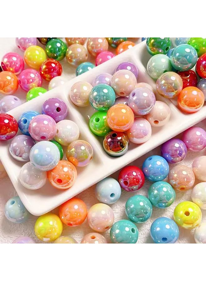 Black AB Acrylic Beads 14mm 10pcs Glossy Finish DIY Jewelry Making - Image 1