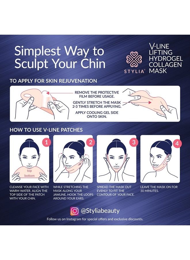 Stylia 5 Piece Double Chin Tightener - V Line Shaping Face Masks - Toning Hydrogel Collagen Mask with Hyaluronic Acid & Aloe Vera - Anti-Aging and Anti-Wrinkle Band - Image 5