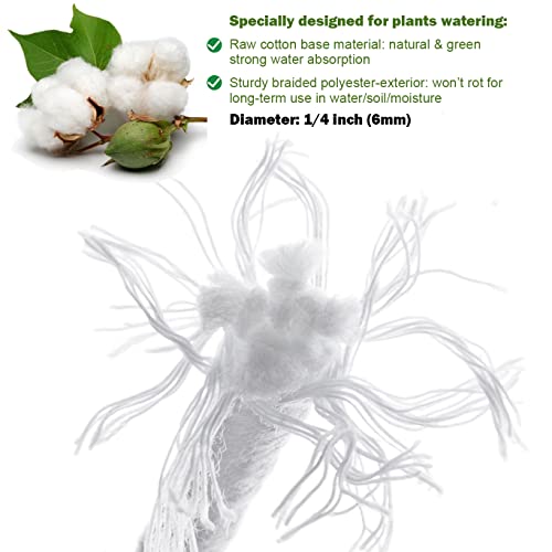 ORIMERC 150 feet 1/4 inch Self Watering Capillary Wick Cord Vacation Plant Sitter Hydroponic Wicking Self-Watering Planter Pot Automatic Water System Device Potted Violet Auto Seedling Waterer Rope - Image 2