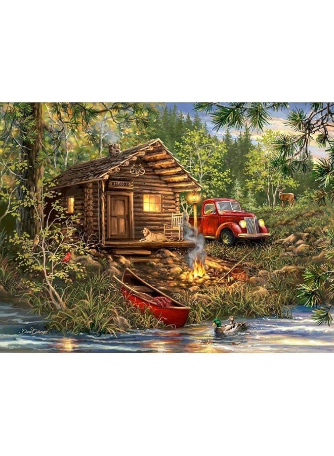 Springboks 500 Piece Jigsaw Puzzle Cozy Cabin Life  Made in USA - Image 1