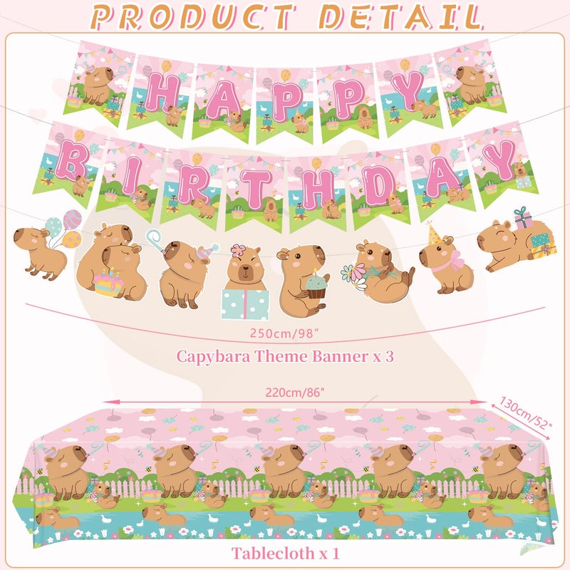 KEFAN Capybara Birthday Party Decorations, Capybara Party Supplies including Banner, Cake Toppers, Table Centerpieces, Balloons for Capybara Birthday Party (L) - Image 3