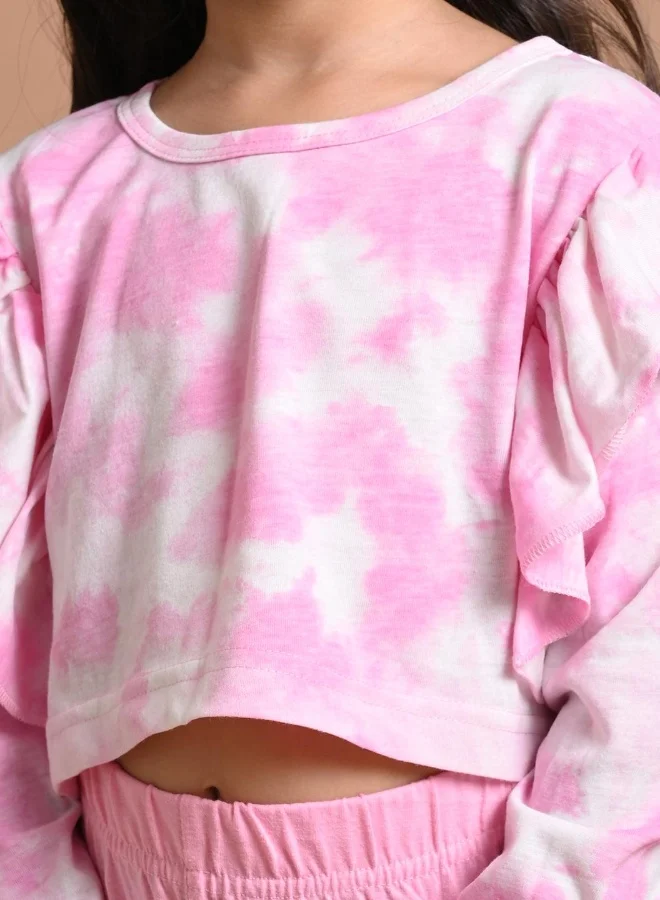 LILPICKS Tie Dye Printed Full Sleeve Top with Legging Set