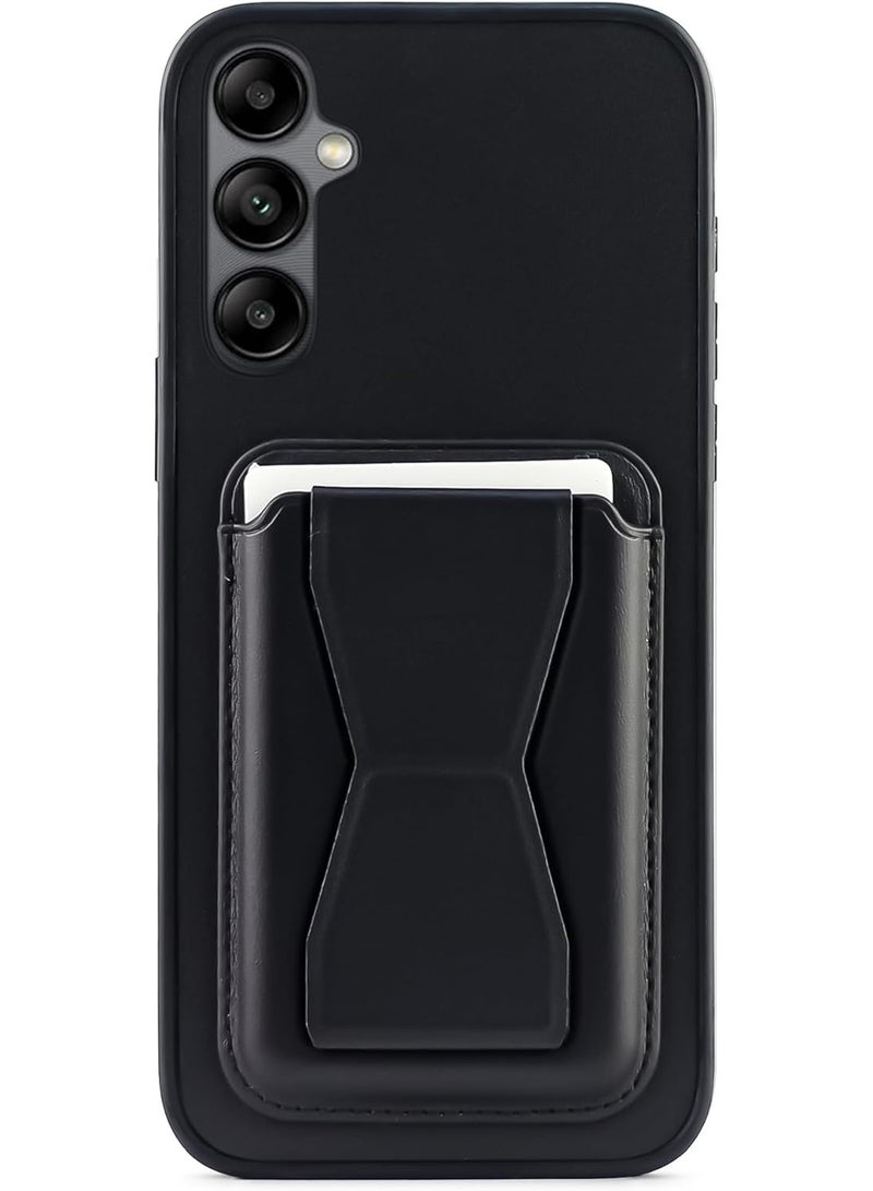 غطاء خلفي من الجلد مع محفظة بطاقات، جراب قابل للطي ومقاوم للصدمات متوافق مع هاتف Samsung Galaxy A16 (أسود)