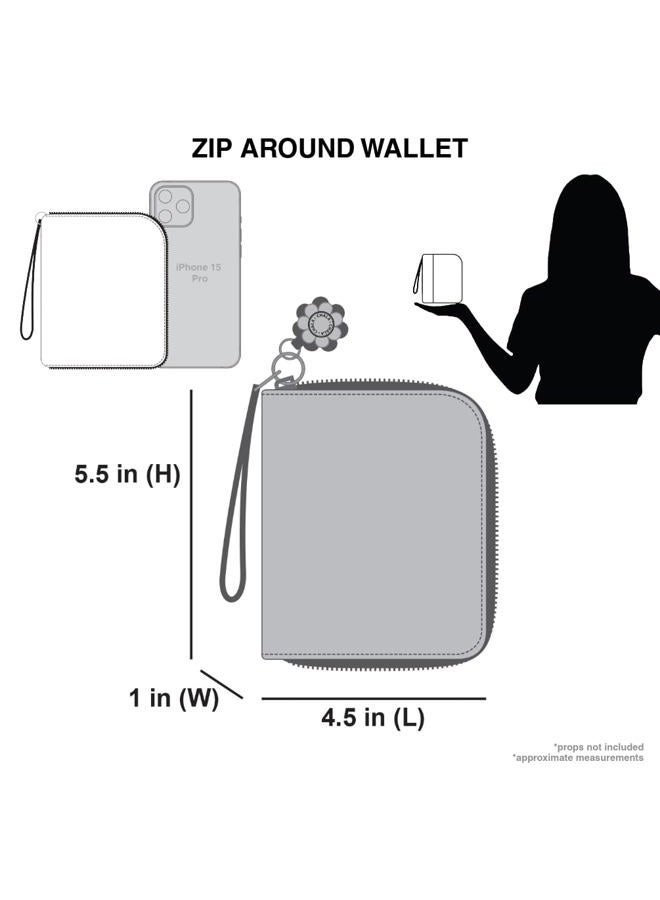 CHALA Zip Around Wallet, Wristlet, 8 Credit Card Slots, Sturdy Pu Leather - Owl-A - Olive - Image 3