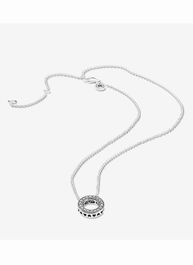 PANDORA - Pandora Cubic Zirconia Classic Fashion Women's Silver Round Pendant Necklace 397436CZ-45 - Image 1
