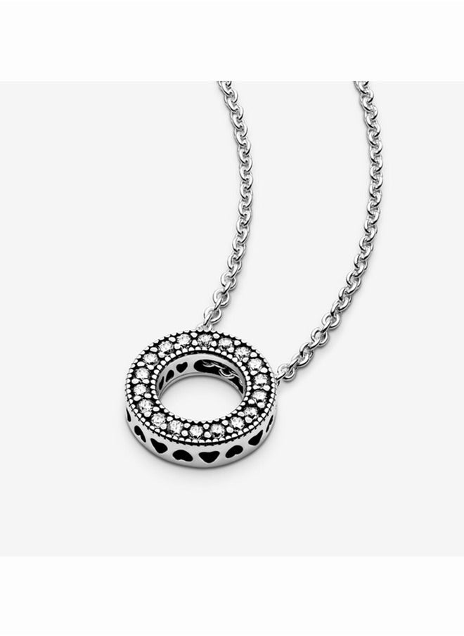 PANDORA - Pandora Cubic Zirconia Classic Fashion Women's Silver Round Pendant Necklace 397436CZ-45 - Image 1