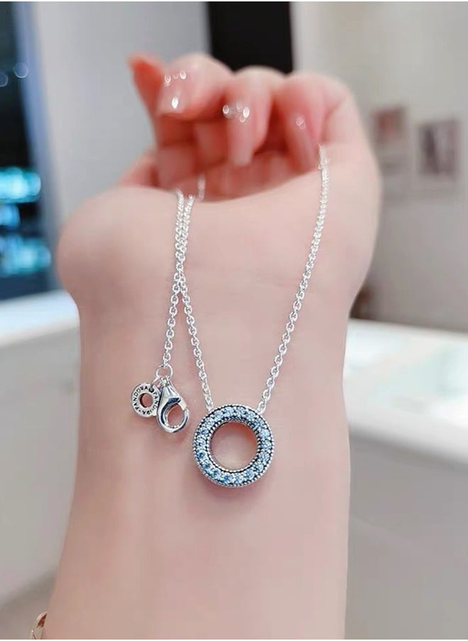 PANDORA - Pandora Cubic Zirconia Classic Fashion Women's Silver Round Pendant Necklace 397436CZ-45 - Image 1