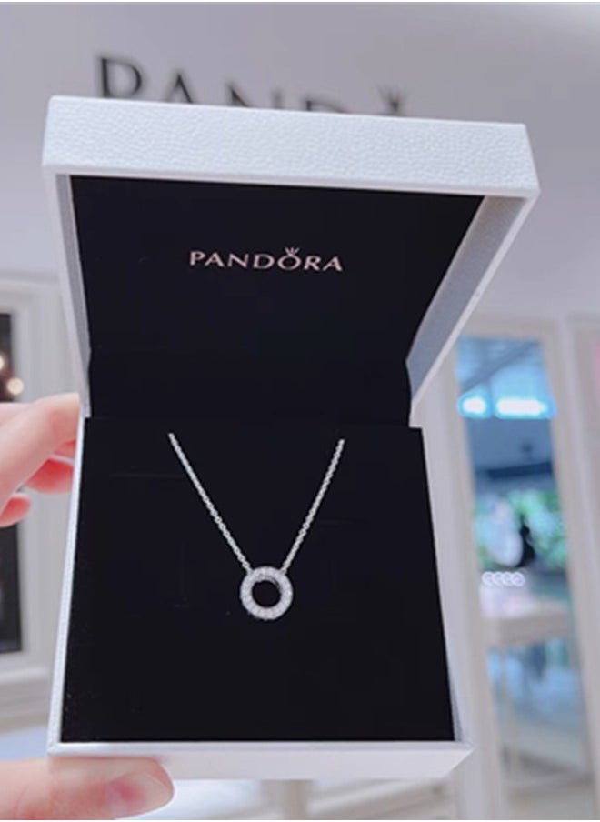 PANDORA - Pandora Cubic Zirconia Classic Fashion Women's Silver Round Pendant Necklace 397436CZ-45 - Image 1