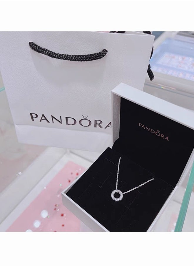 PANDORA - Pandora Cubic Zirconia Classic Fashion Women's Silver Round Pendant Necklace 397436CZ-45 - Image 1