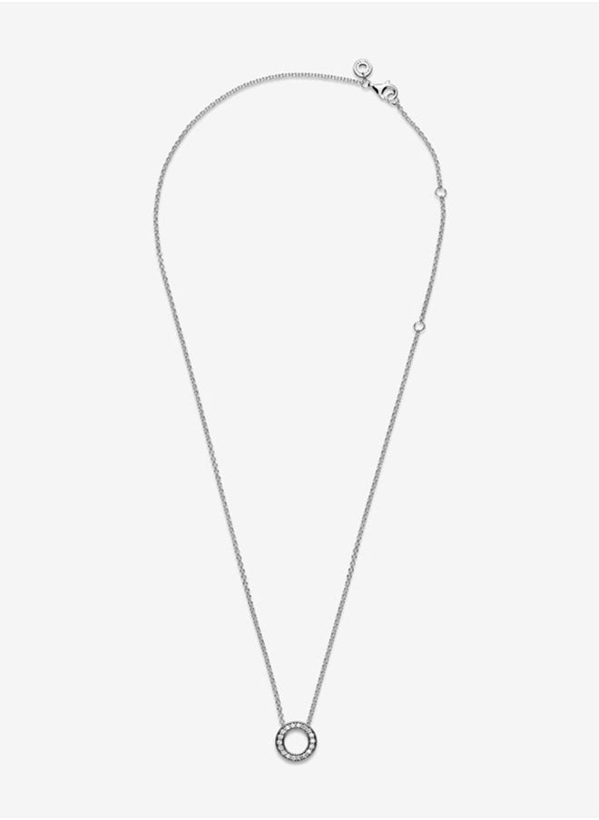 PANDORA - Pandora Cubic Zirconia Classic Fashion Women's Silver Round Pendant Necklace 397436CZ-45 - Image 1