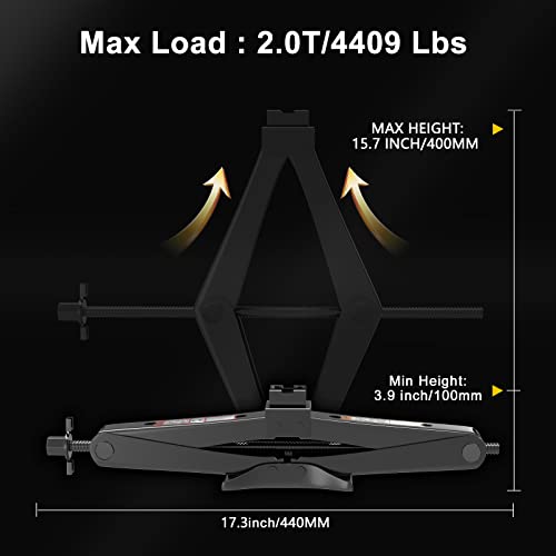 IMAYCC Scissor Jack for Car - 2 Ton (4409 lbs) Car Jack Kit,Quick Lifting Tire Changing Kit, Tire Jack kit for Auto/SUV/MPV (2 Ton) - Image 2