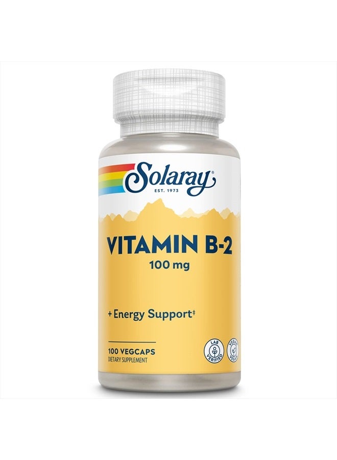 Solaray Solaray Vitamin B-2 Riboflavin 100 mg with Aloe Vera | Healthy Energy Metabolism, Skin, Hair & Nails | 100 CT  - Image 1