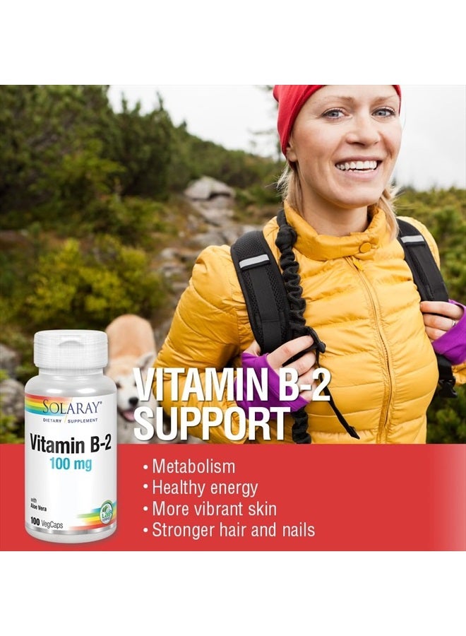 Solaray Solaray Vitamin B-2 Riboflavin 100 mg with Aloe Vera | Healthy Energy Metabolism, Skin, Hair & Nails | 100 CT  - Image 4