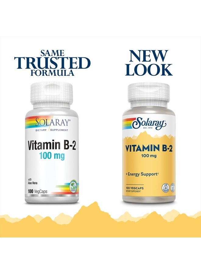 Solaray Solaray Vitamin B-2 Riboflavin 100 mg with Aloe Vera | Healthy Energy Metabolism, Skin, Hair & Nails | 100 CT  - Image 2