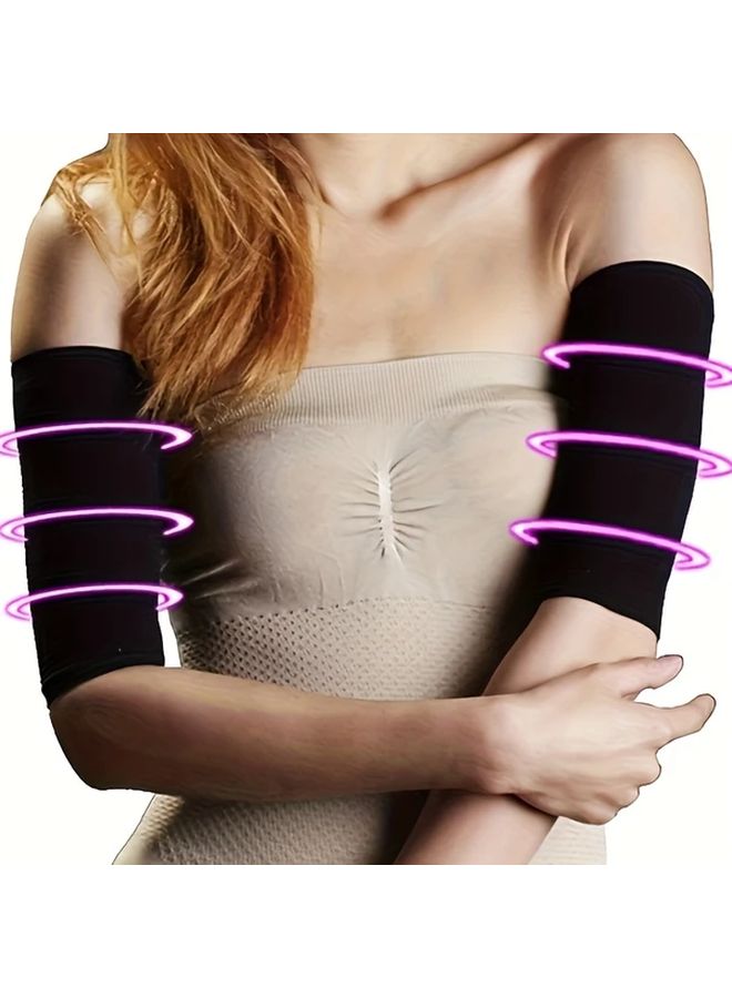 2 Packs Black Elbow And Wrist Thin Arm Sleeves Pressure Yoga Calf Sleeves - Image 2