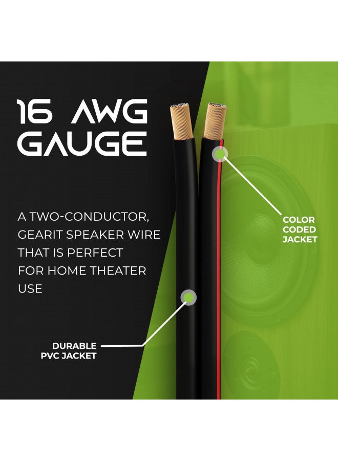 GearIT 16AWG Speaker Wire, GearIT Pro Series 16 Gauge Speaker Wire Cable (500 Feet / 152.4 Meters) Great Use for Home Theater Speakers and Car Speakers, Black - Image 1