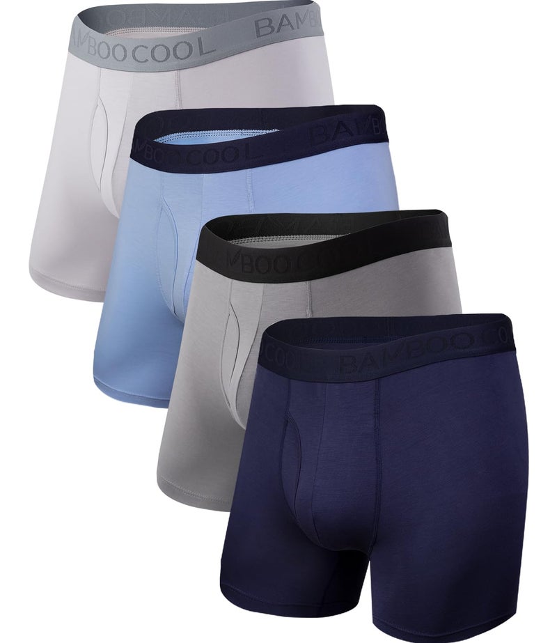 BAMBOO COOL شورتات داخلية للرجال من BAMBOO COOL - بوكسر بريفات ناعمة وقابلة للتنفس - أداء عالي للرجال - عبوة 4 قطع (XL) - Image 1