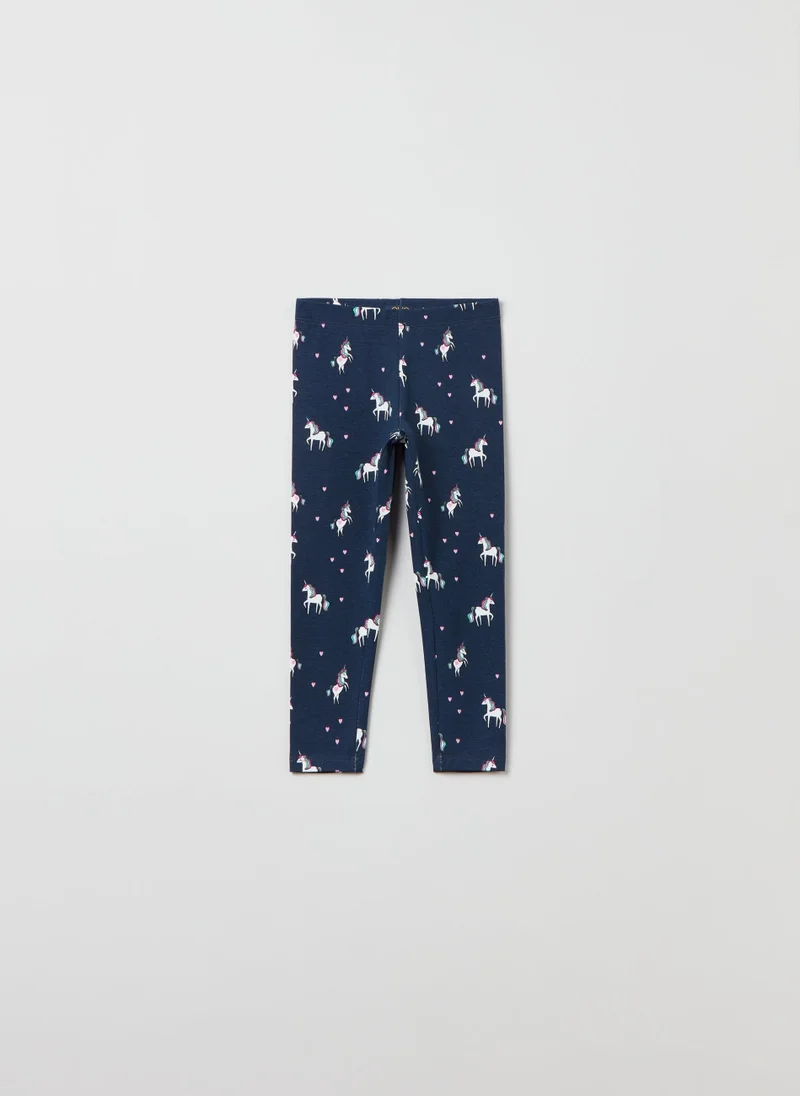 او في اس Printed Stretch Cotton Leggings
