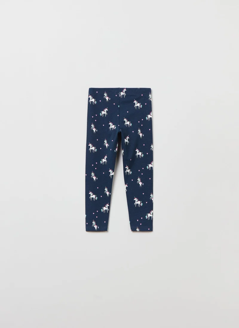 او في اس Printed Stretch Cotton Leggings