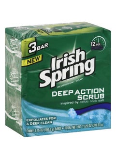 Irish Spring Irish Spring Deep Action Smoothening,Moisturizing,Exfoliating Scrub Bar Soap 3 Pack  - Image 1