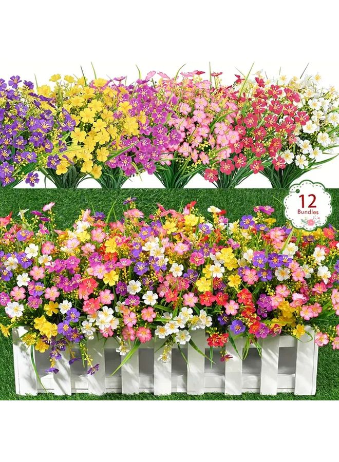 12 Pieces Artificial Daisy Bouquet Mix Colors For Home Garden Decor - Image 1
