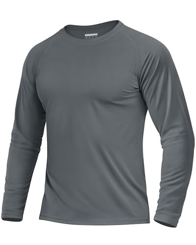 Boladeci Rash Guard for Men Long Sleeve Tee Shirts SPF 50 Sun UV Protection Clothing Lightweight Breathable Quick Dry Gym Running Swimming(Dark Gray) - Image 1