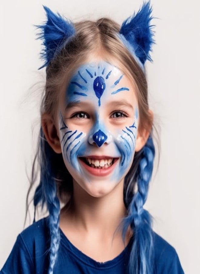 BOBISUKA White Black Blue Face Paint + 3PC Sponge + Brush Body Paint Set, Colored Eye Black for Baseball Softball Sport Games, Face Painting for Avatar Makeup, Halloween, Cosplay, Costume, SFX Special Effect and Theme Parties - Image 4