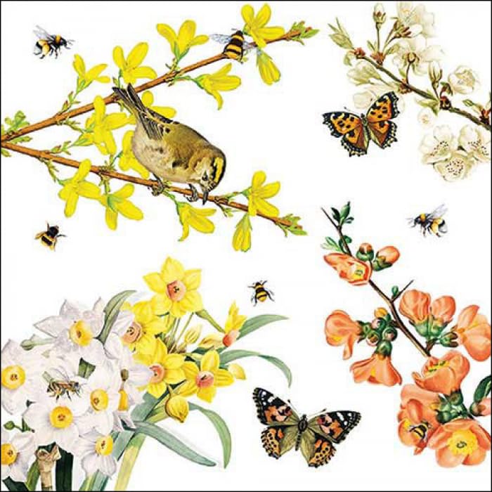 مجموعة مناديل ديكوباج بطبعة زهور 14-4 - مناديل من كل تصميم - إجمالي 4 قطع - Image 2