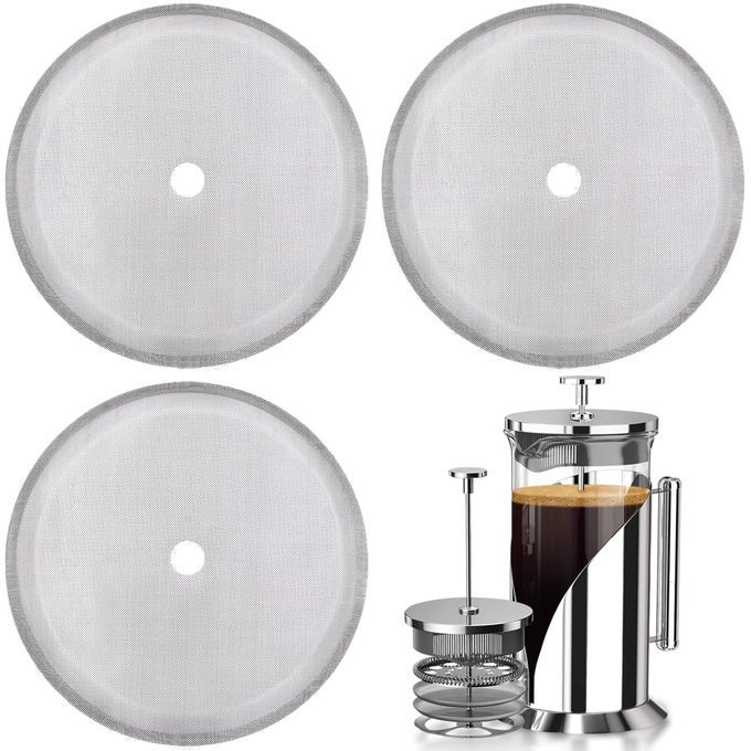 3 PACK 275IN CAFETIERE MESH COFFEE PRESS FILTER MESH REPLACEMENT STAINLESS STEEL CAFETIERE FILTER FRENCH PRESS REPLACEMENT FILTER SCREEN COFFEE FILTERS FOR 12 OZ 350 ML