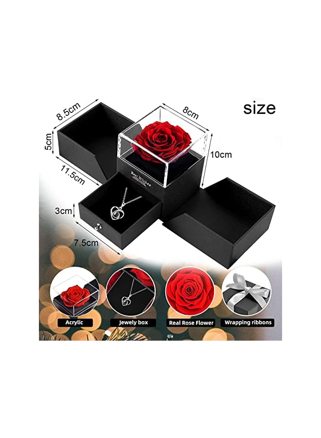 The Bros Artificial Flower Red Rose with I Love You Mom Necklace in 100 Languages Flowers Enchanted Rose Gifts for Mom from Daughter Son Christmas Mothers Day Valentines Day Birthday Bonus Mom Gifts - Image 2