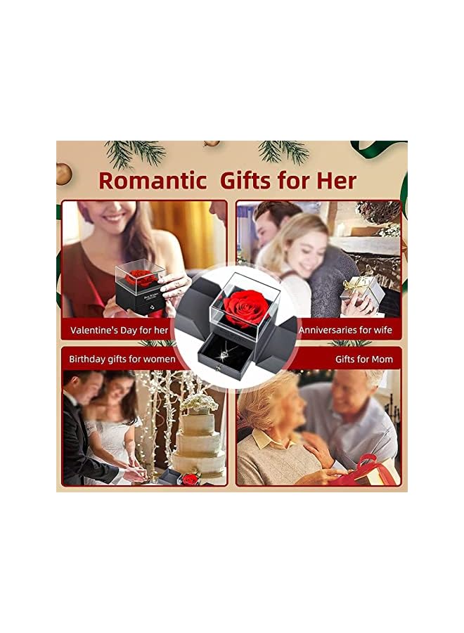 The Bros Artificial Flower Red Rose with I Love You Mom Necklace in 100 Languages Flowers Enchanted Rose Gifts for Mom from Daughter Son Christmas Mothers Day Valentines Day Birthday Bonus Mom Gifts - Image 5