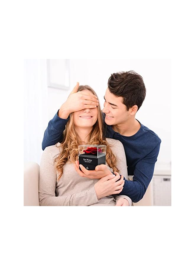 The Bros Artificial Flower Red Rose with I Love You Mom Necklace in 100 Languages Flowers Enchanted Rose Gifts for Mom from Daughter Son Christmas Mothers Day Valentines Day Birthday Bonus Mom Gifts - Image 3