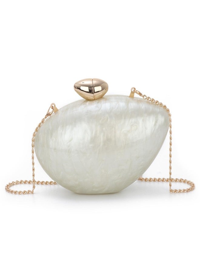Fecialy Shell Shape Acrylic Clutch Metallic Marble Evening Bag for Women Glitter Handbag for Wedding Cocktail Party - Image 1