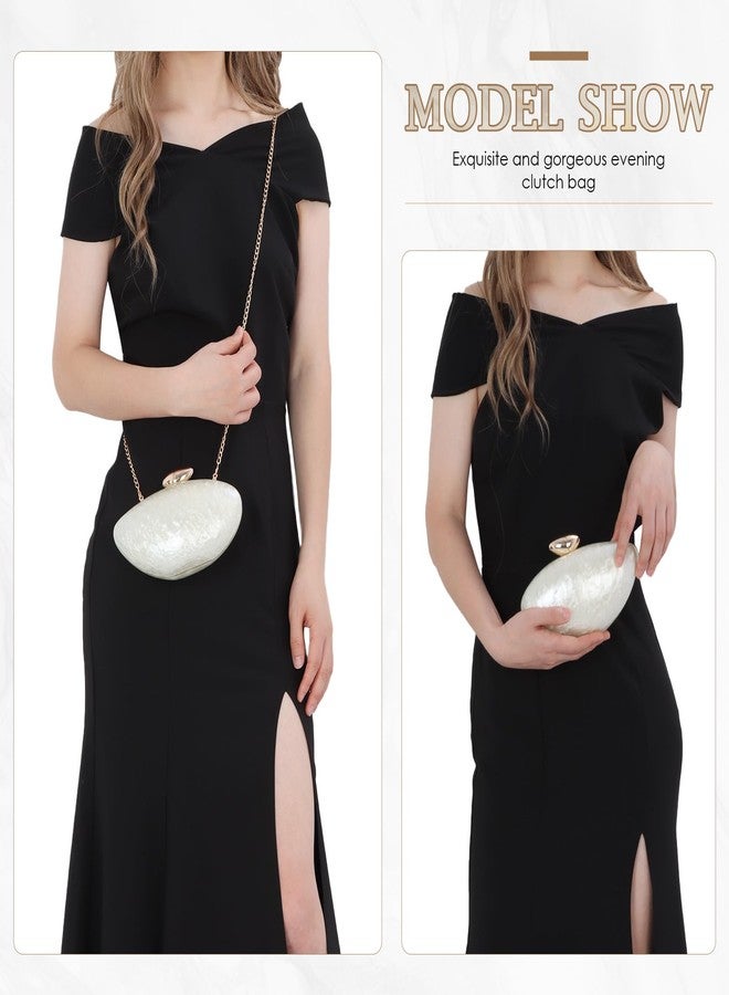 Fecialy Shell Shape Acrylic Clutch Metallic Marble Evening Bag for Women Glitter Handbag for Wedding Cocktail Party - Image 2