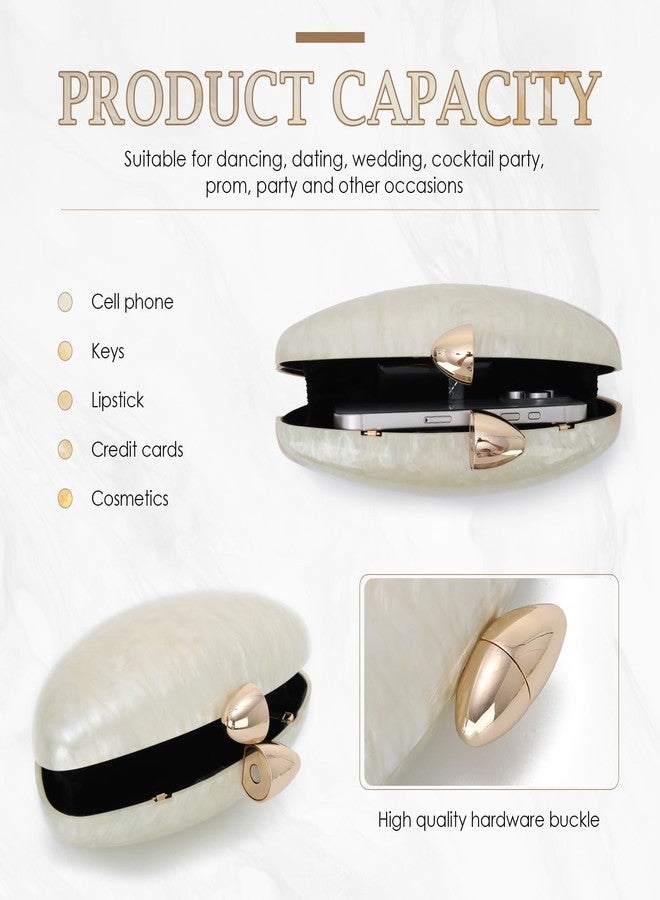 Fecialy Shell Shape Acrylic Clutch Metallic Marble Evening Bag for Women Glitter Handbag for Wedding Cocktail Party - Image 5