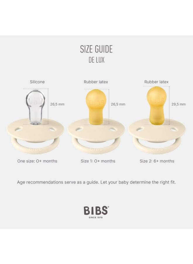 BIBS Pack of 2 De Lux Soother Bpa Free Dummy Pacifier, Round Silicone, Onesize 0 36 Months , Iron And Baby Blue - Image 3