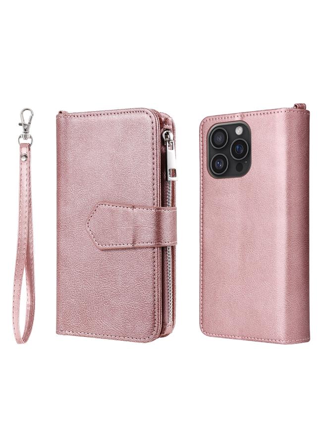 S-TOP Case For iPhone 16 Pro Max Solid Color 2 in 1 Zipper Shockproof Phone Case - Image 1